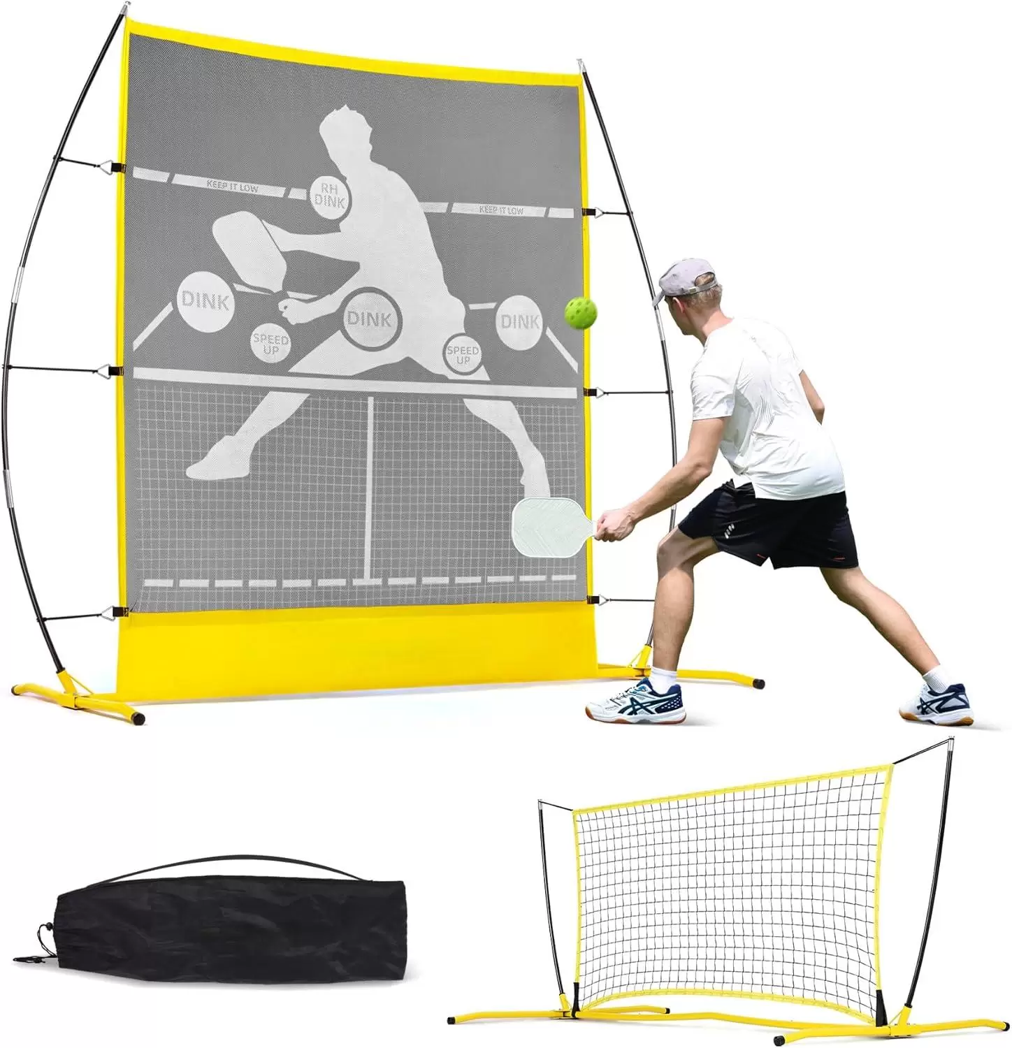 Filet de rebond de pickleball 2 en 1 1,8 x 1,8 m