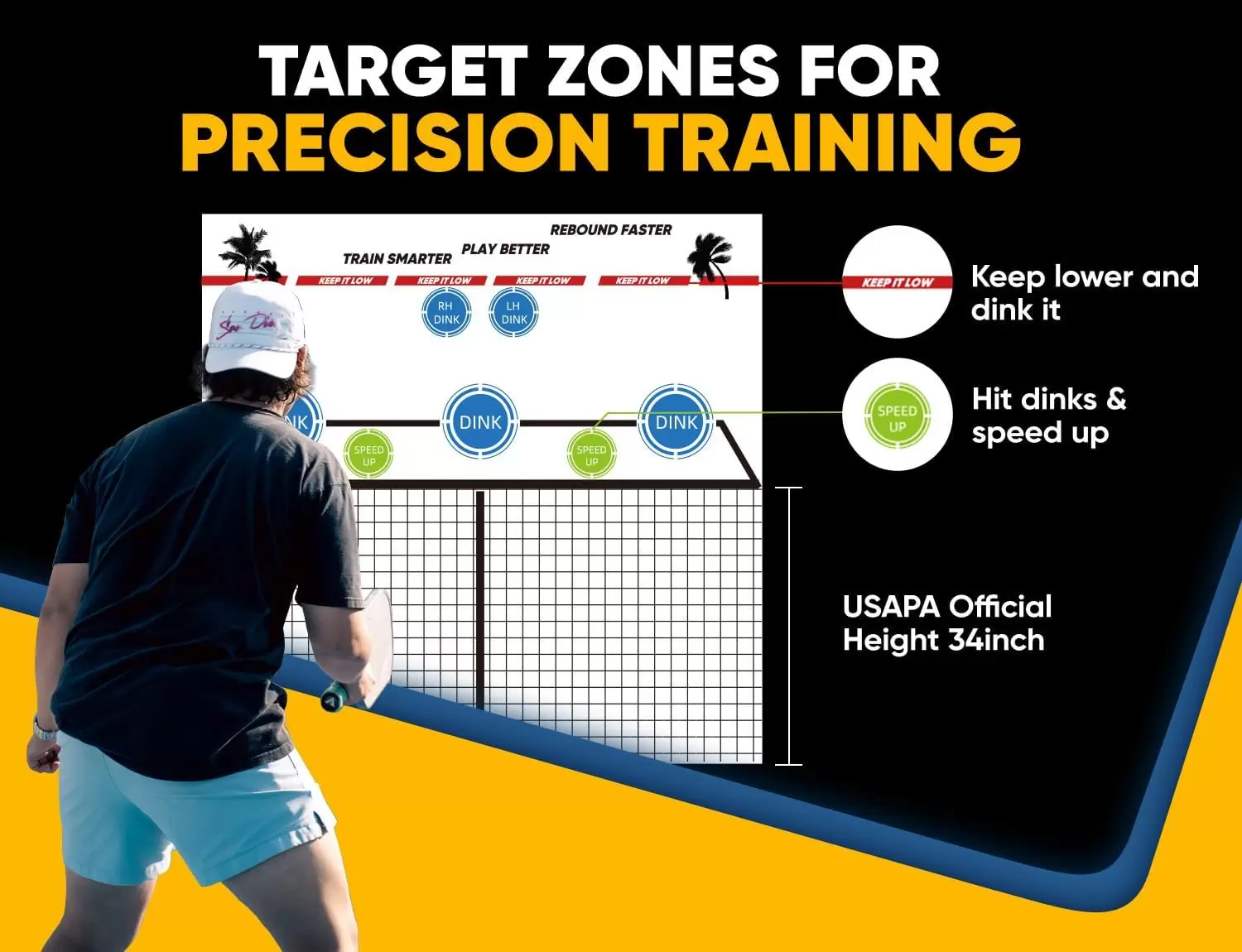 Pickleball en tube d'acier 2 en 1 de 1,8 x 1,8 m