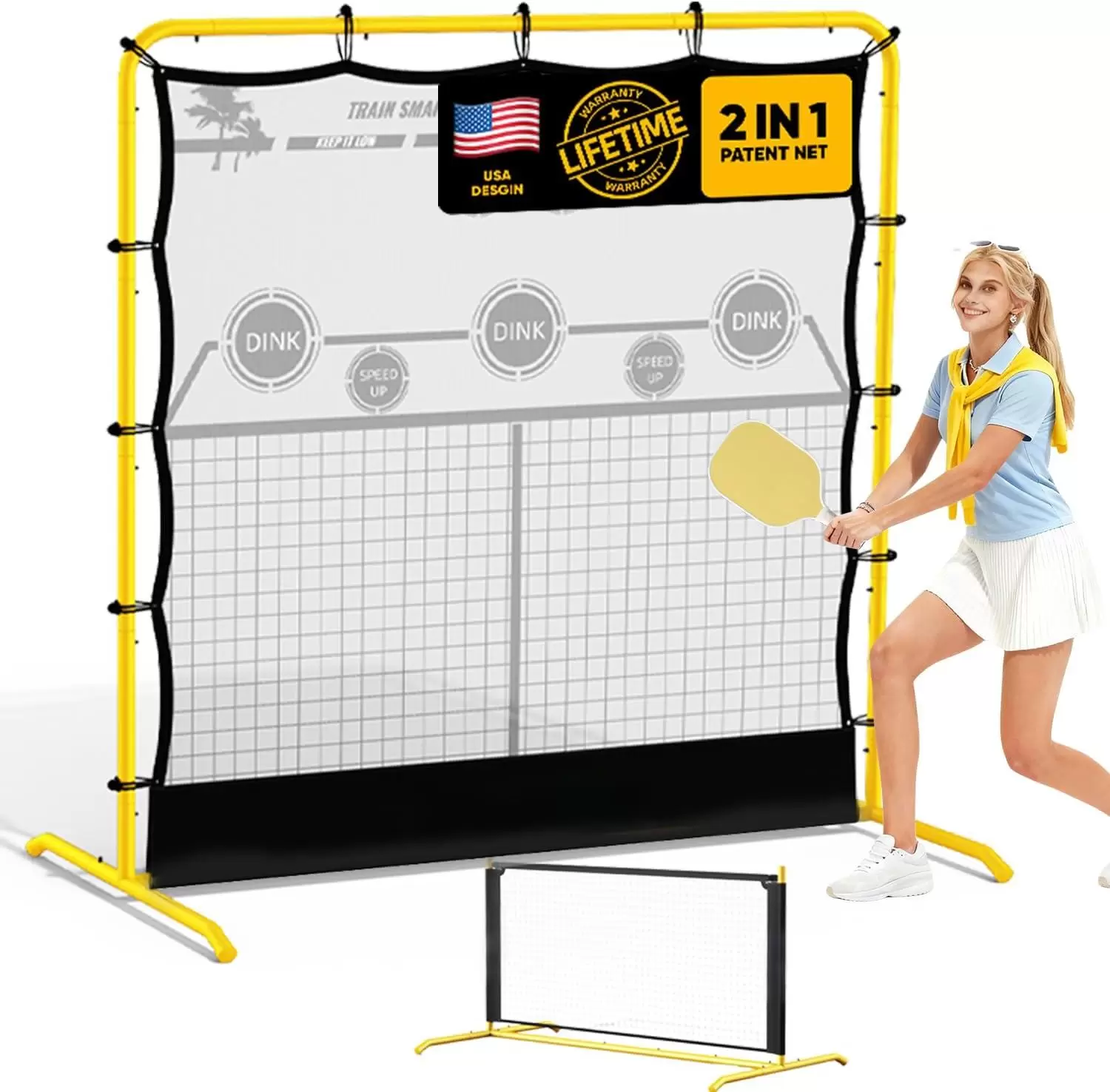 Pickleball en tube d'acier 2 en 1 de 1,8 x 1,8 m