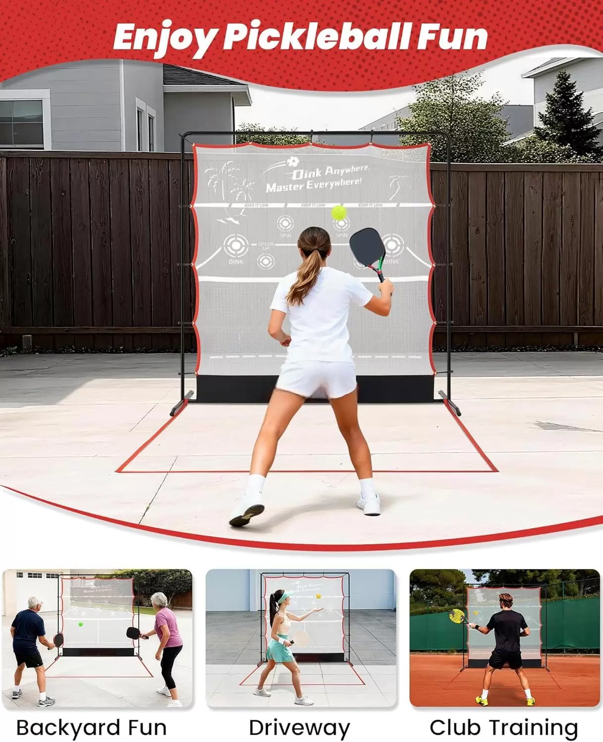 Pickleball en tube d'acier 2 en 1 de 6 x 6 pieds II