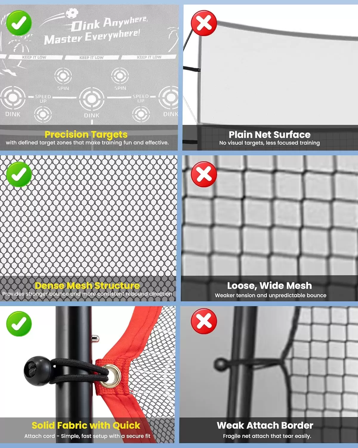 Pickleball en tube d'acier 2 en 1 de 6 x 6 pieds II
