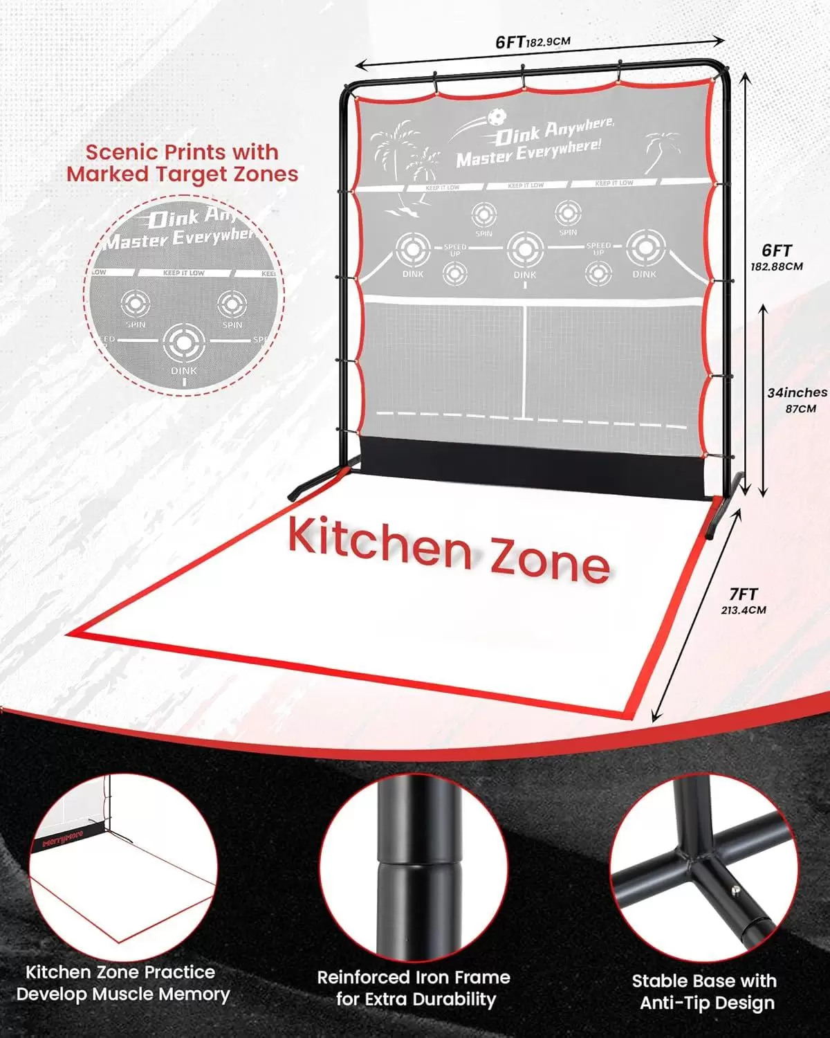 Pickleball en tube d'acier 2 en 1 de 6 x 6 pieds II