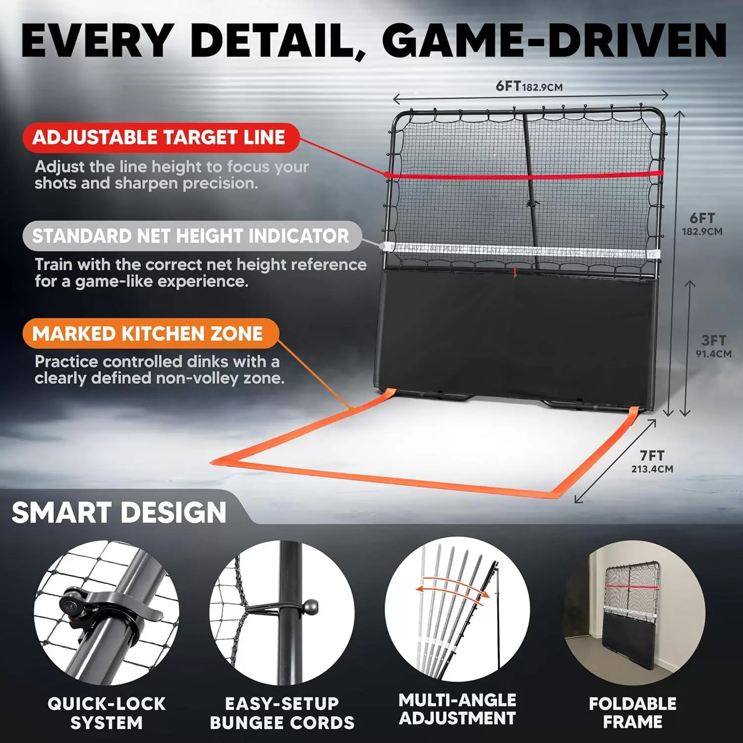 Pickleball en tube d'acier 2 en 1 de 6 x 6 pieds III