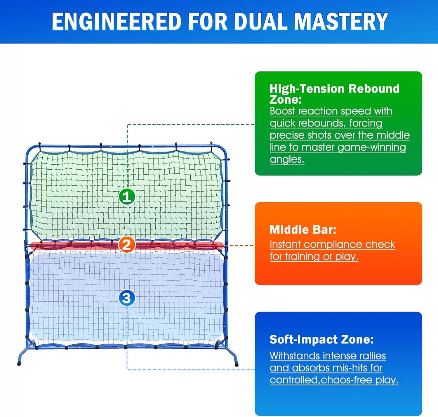 Pickleball tubulaire en acier 2 en 1 de 1,77 m x 1,65 m