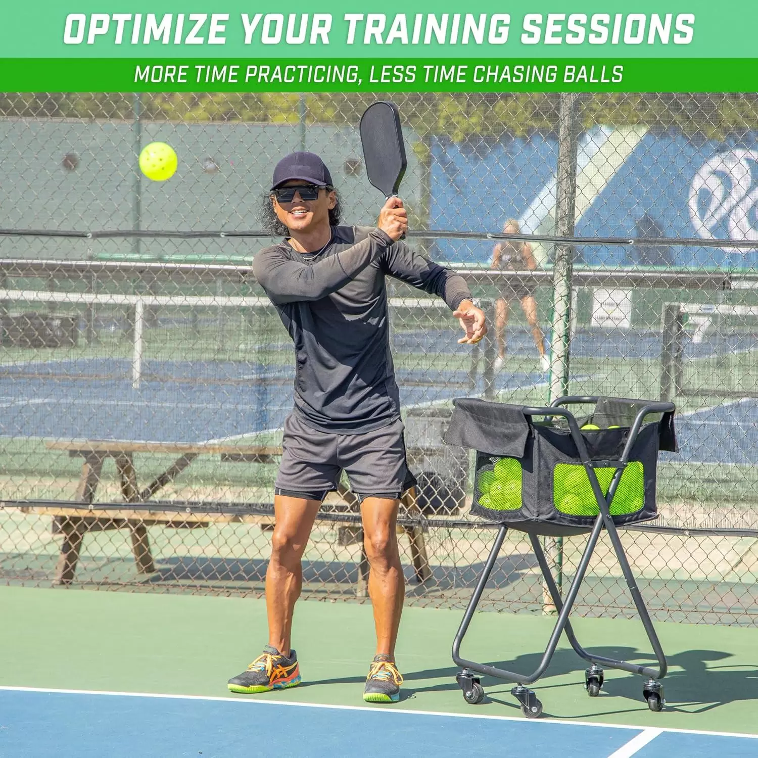 Chariot de rangement pour l'entra&icirc;nement de pickleball/tennis
