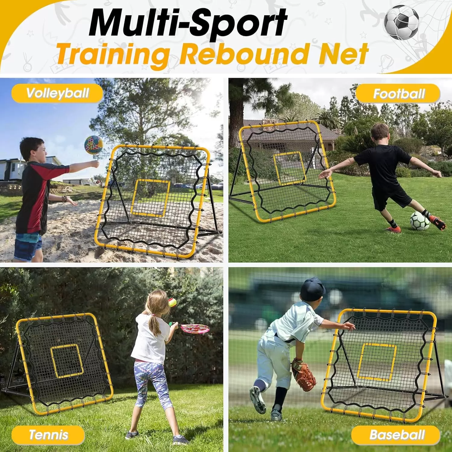 Filet de rebond multisports &agrave; angle r&eacute;glable I