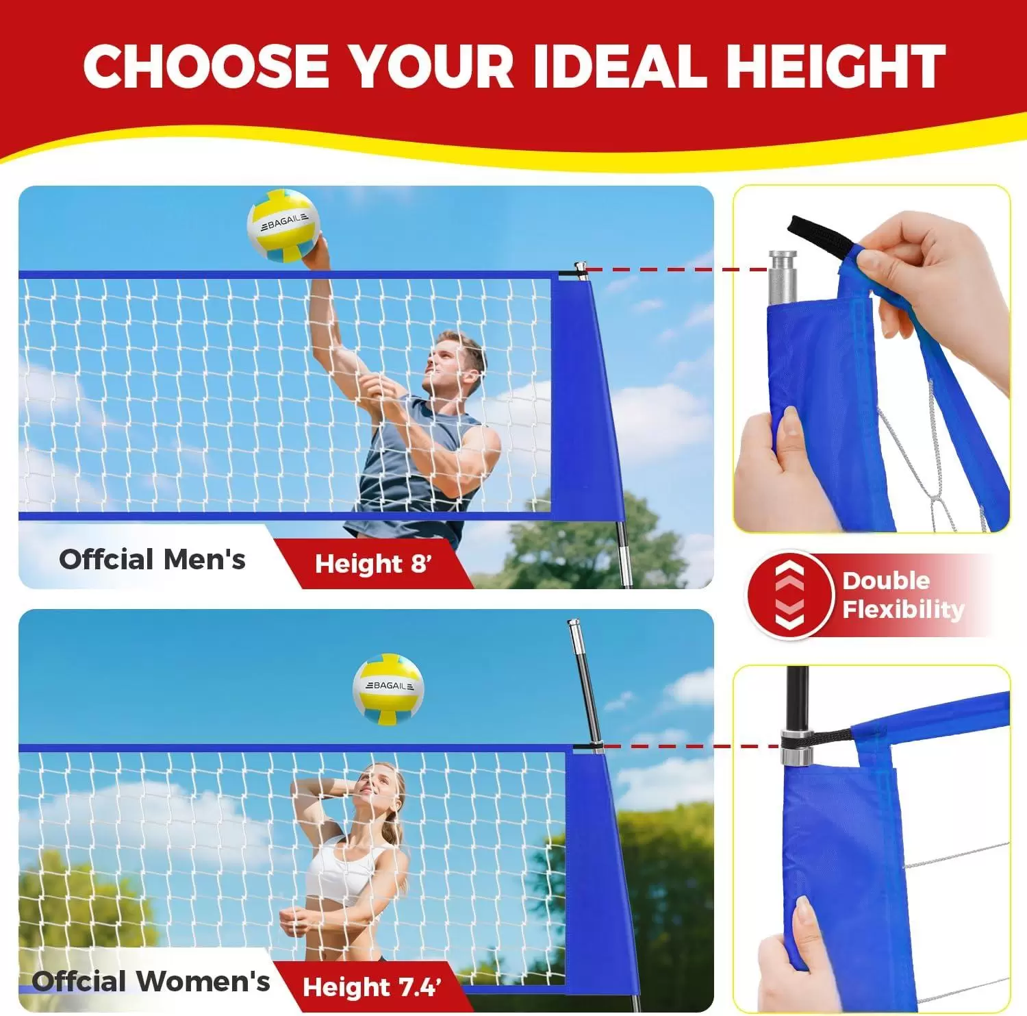 filet d'entra&icirc;nement de volley-ball portable