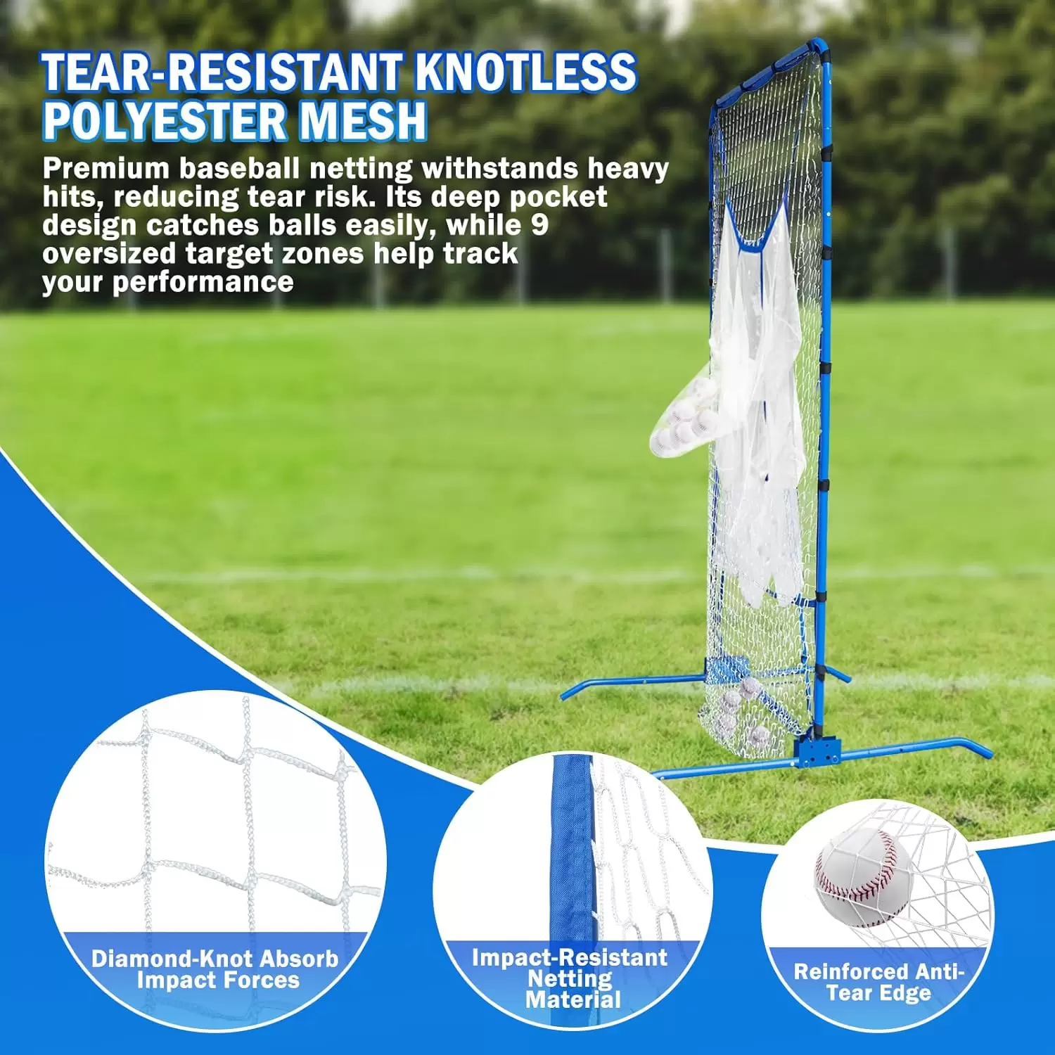 Filet de lancer &agrave; 9 trous pour baseball et softball