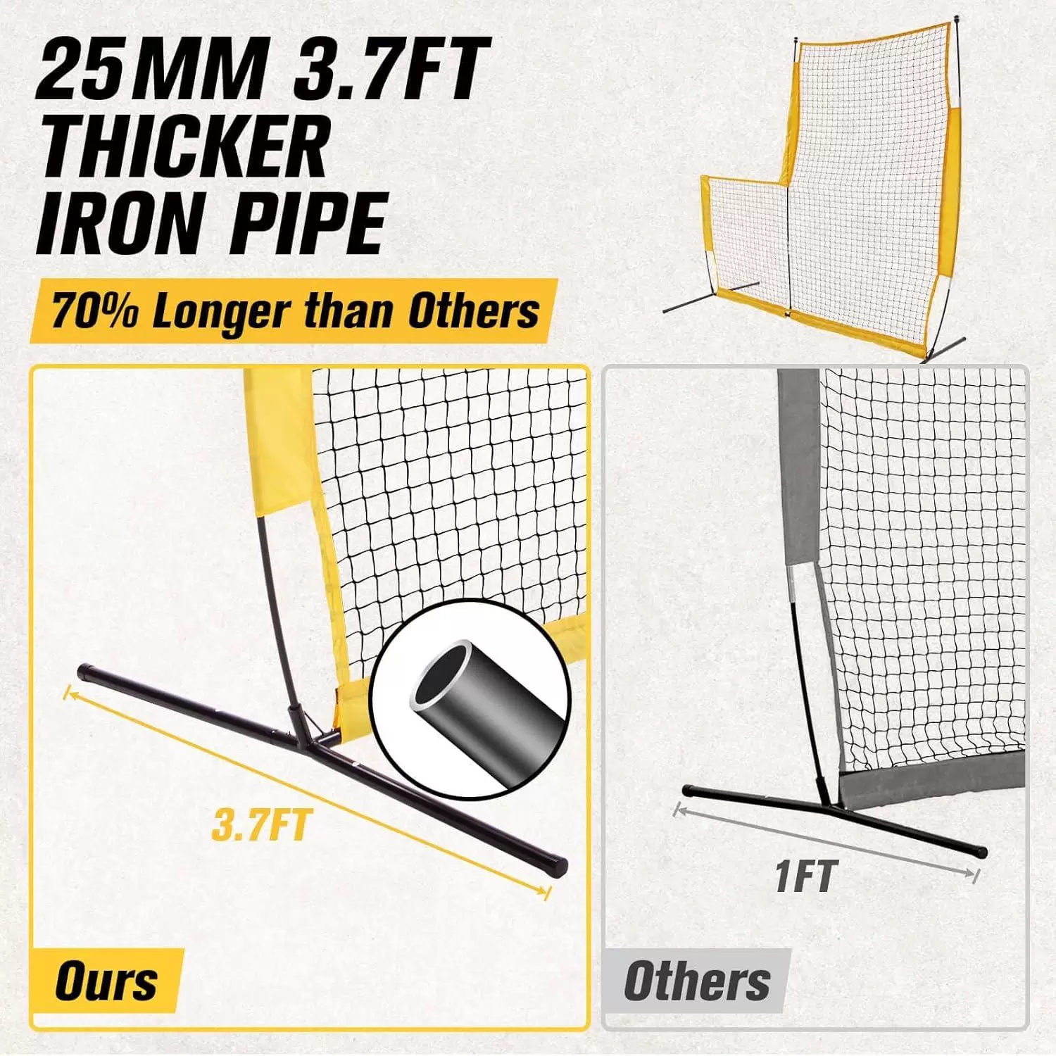 filet d'entra&icirc;nement de baseball en forme de L