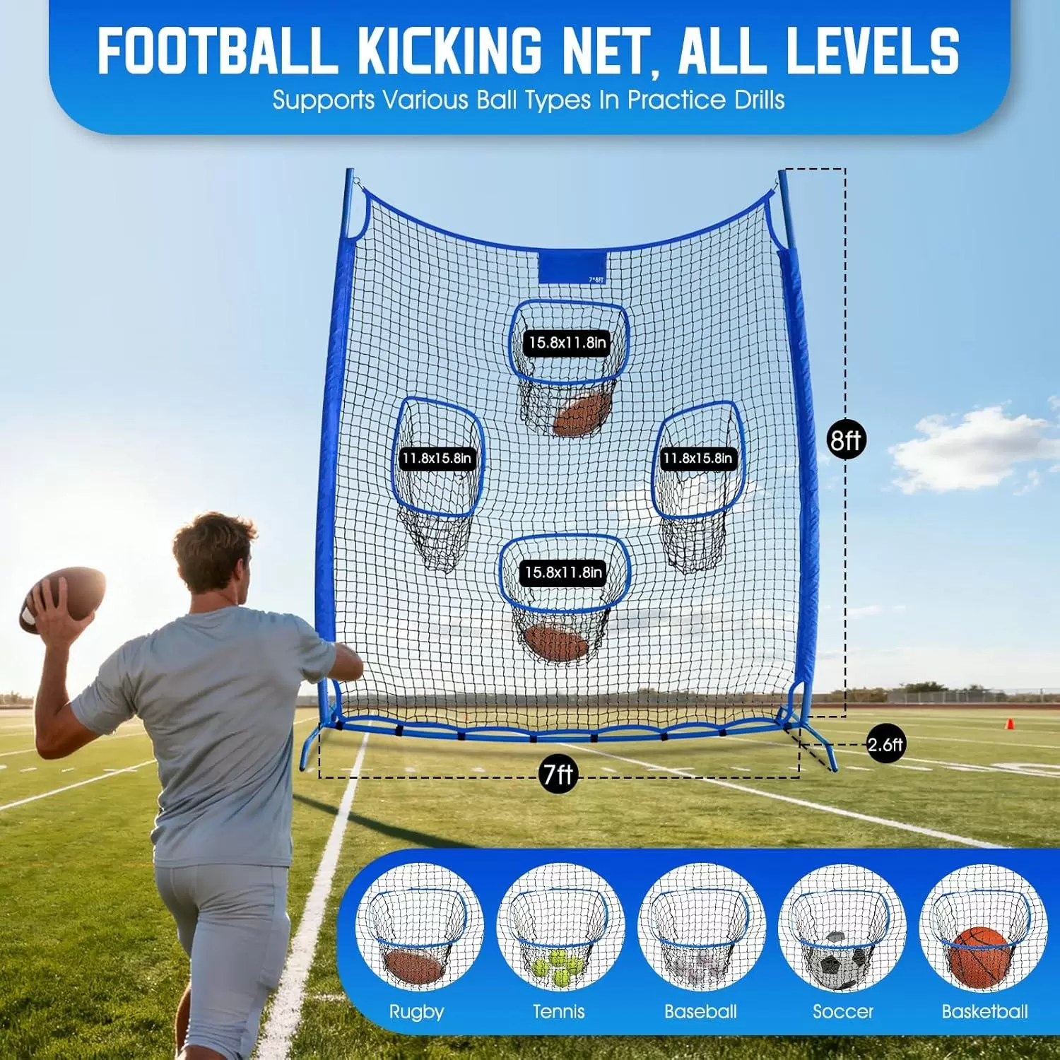 Filet d'entra&icirc;nement au lancer de rugby IV