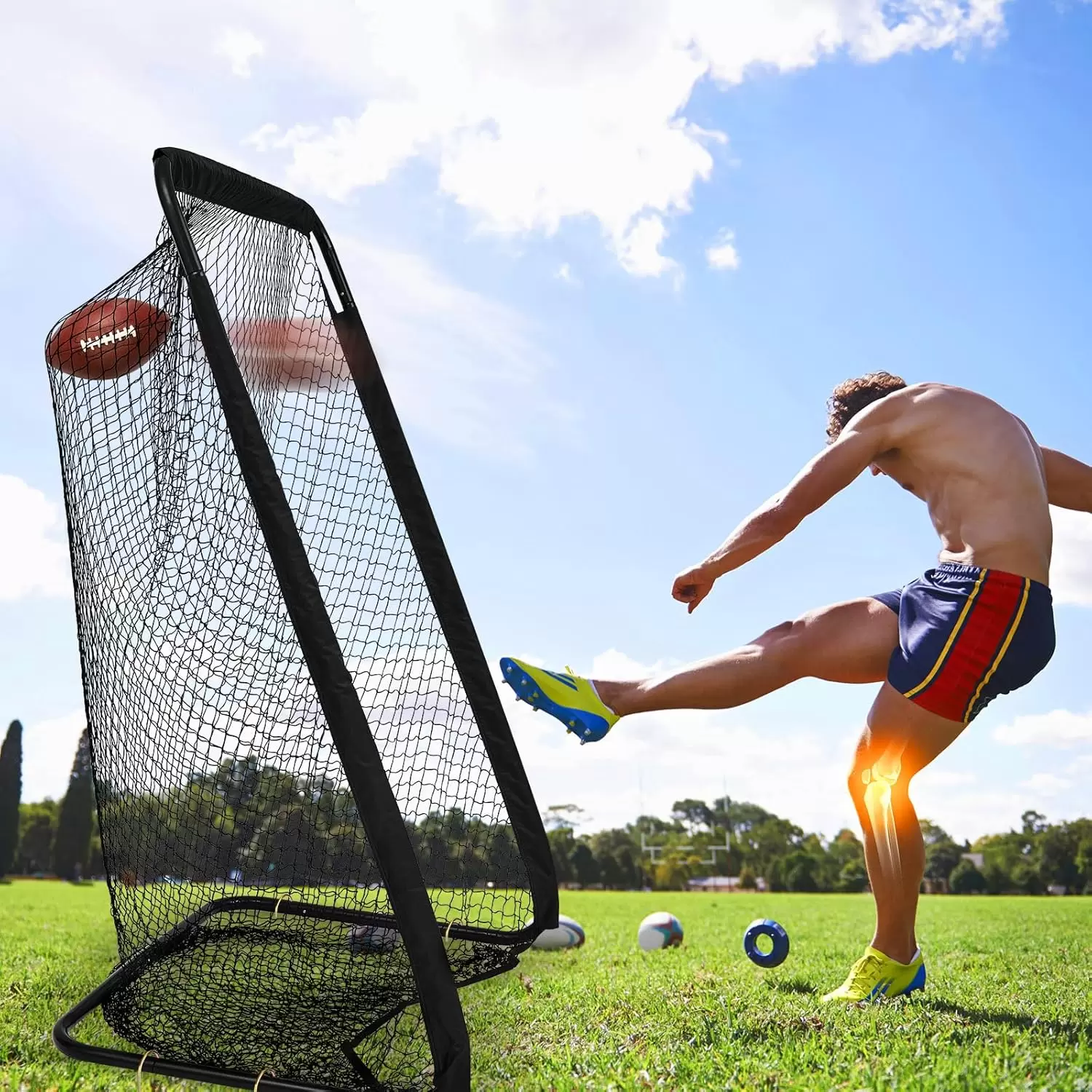 Filet d'entra&icirc;nement de rugby tubulaire rond et r&eacute;sistant
