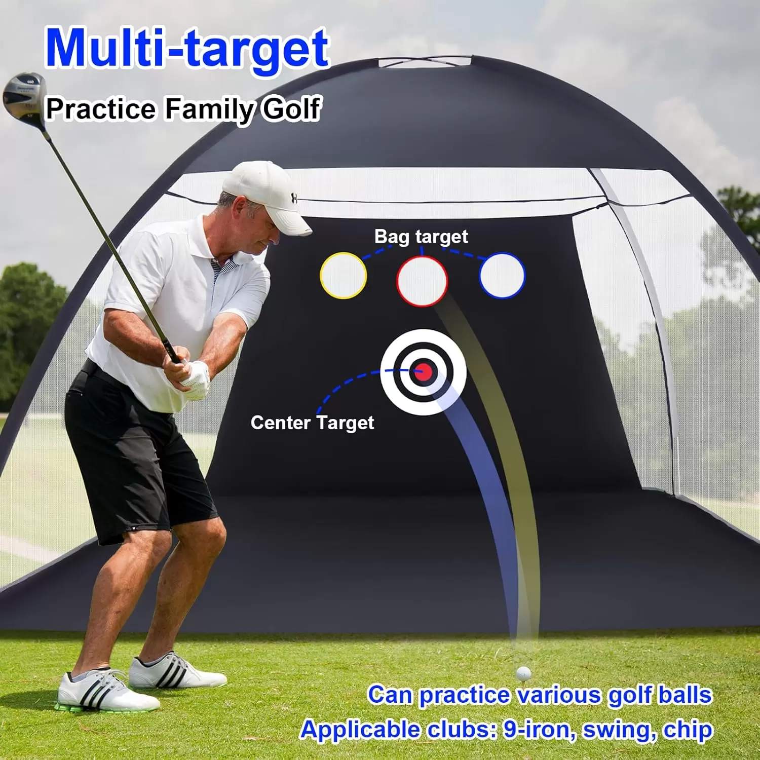 Filet d'entra&icirc;nement de golf de style tente &Iota;