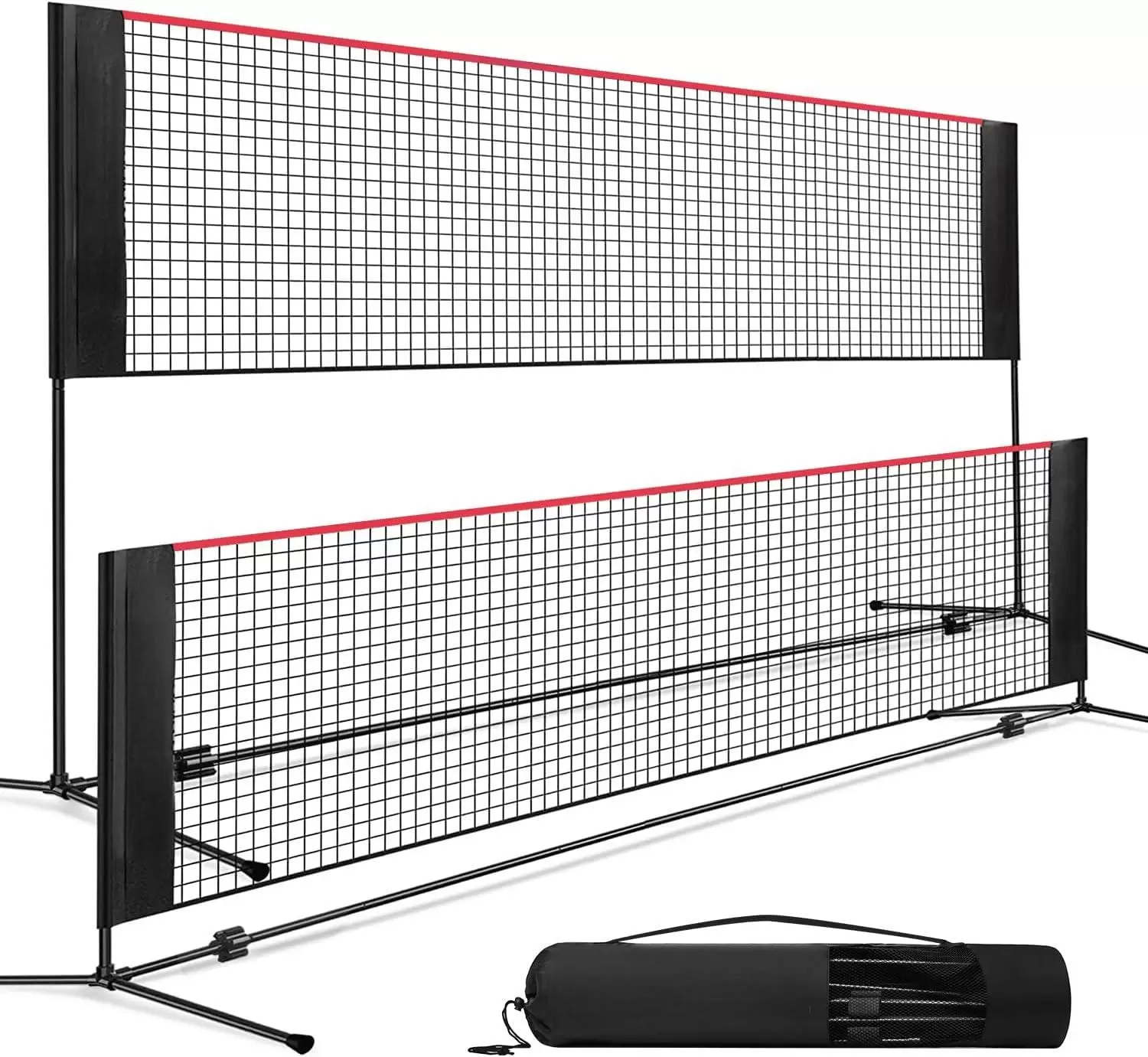 Filet d'entra&icirc;nement pliable et portable 2-en-1 pour badminton et pickleball