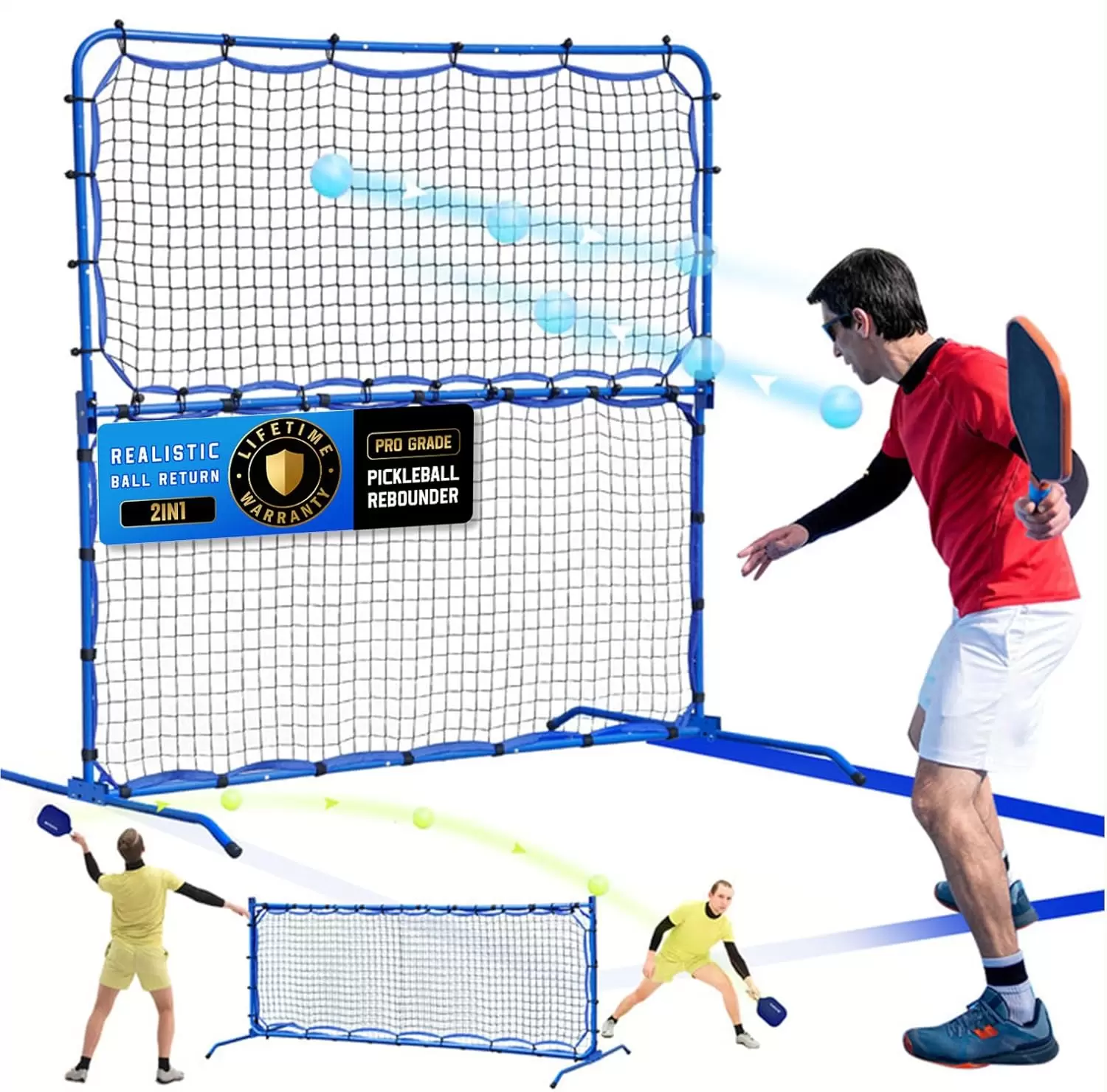 Pickleball tubulaire en acier 2 en 1 de 1,77 m x 1,65 m